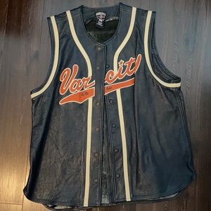 Varcity leather jacket vest men